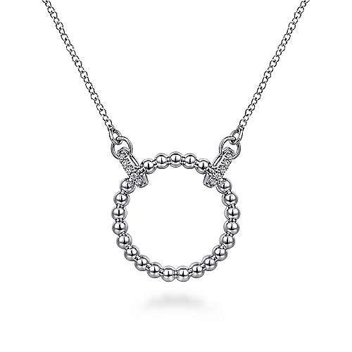 Sterling Silver Beaded Bujukan White Sapphire Pendant with 17.5″ Chain ...